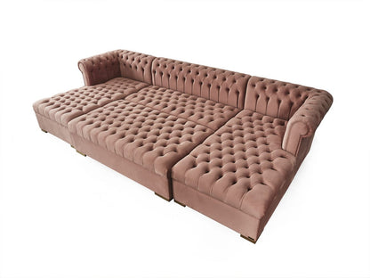 Lauren Pink Velvet Rectangle Ottoman