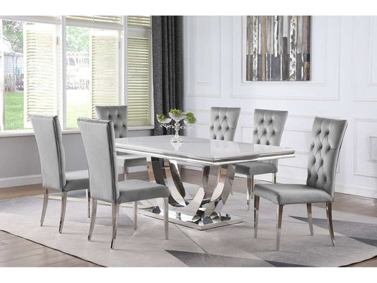 Kerwin 7-piece Rectangular Dining Table Set Grey and Chrome