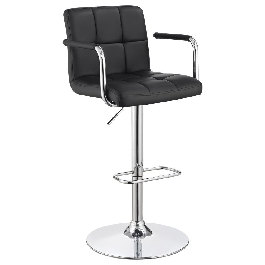 Adjustable Upholstered Bar Stool Black and Chrome