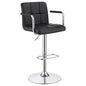 Adjustable Upholstered Bar Stool Black and Chrome