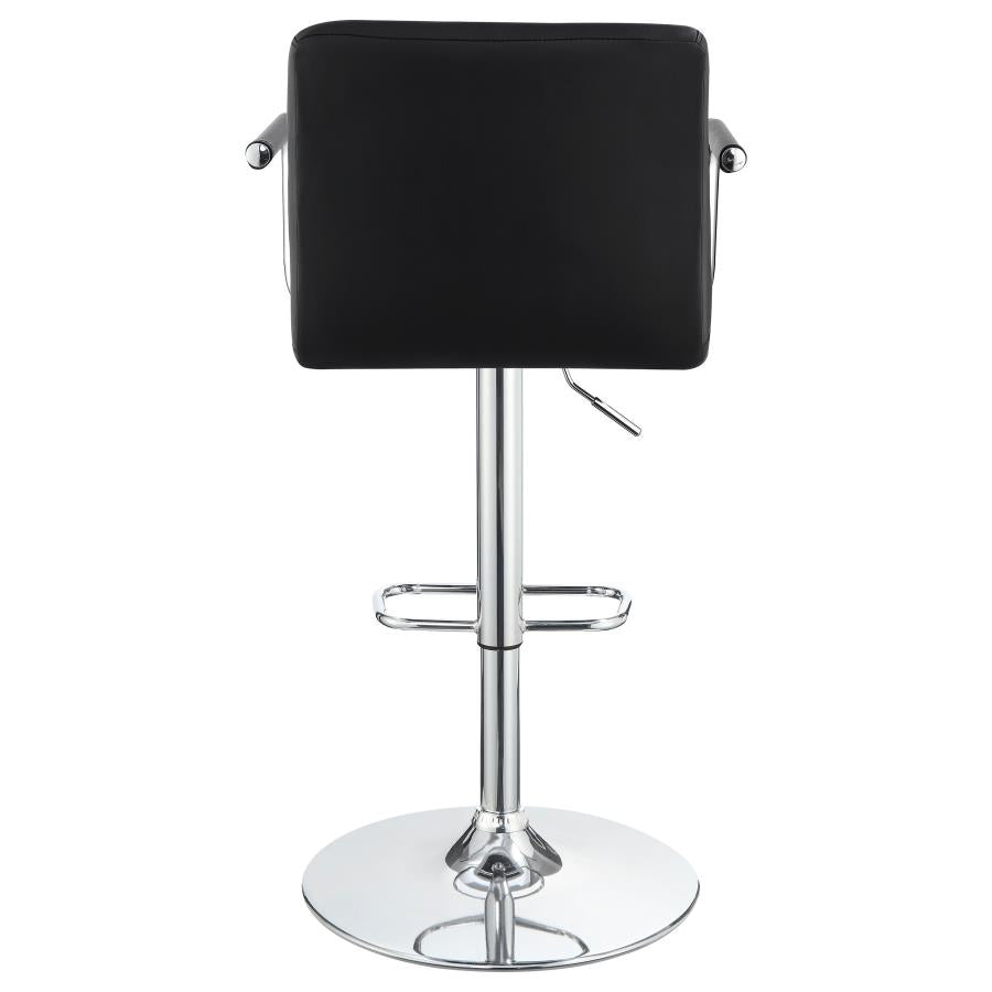 Adjustable Upholstered Bar Stool Black and Chrome