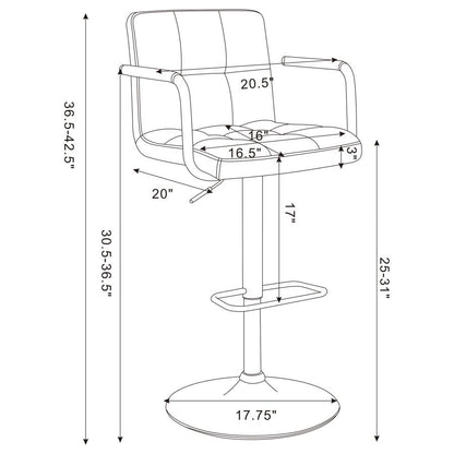 Adjustable Upholstered Bar Stool Black and Chrome