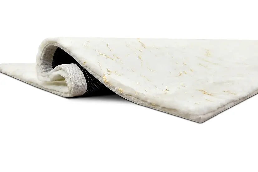 White and Gold Marble Rug