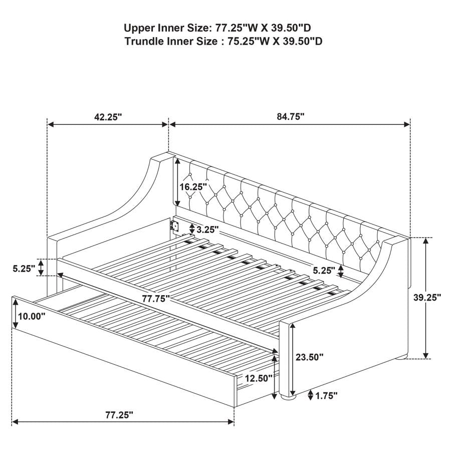 Chatsboro Twin Upholstered Day Bed With Trundle Gray