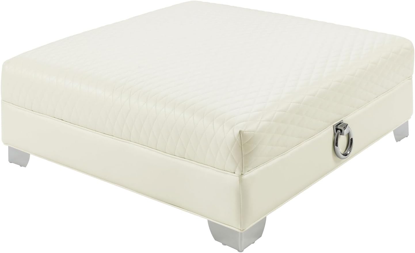 Chaviano Square Upholstered Ottoman Pearl White