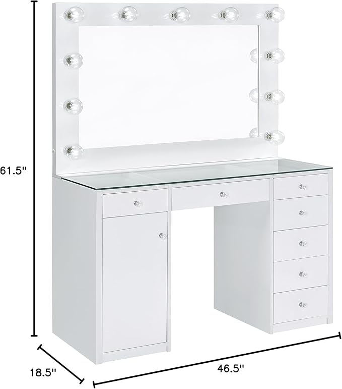 Acena 7-Drawer Vanity Set With Lighting