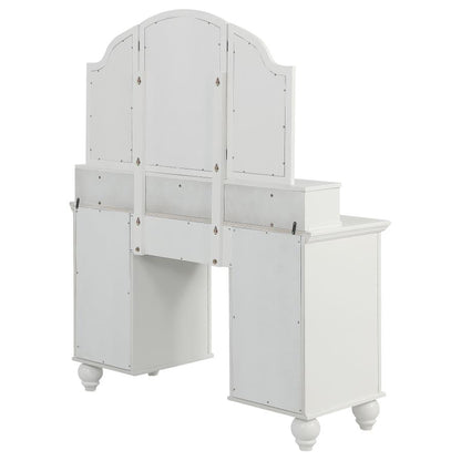 Wooden Vanity with Stool in White