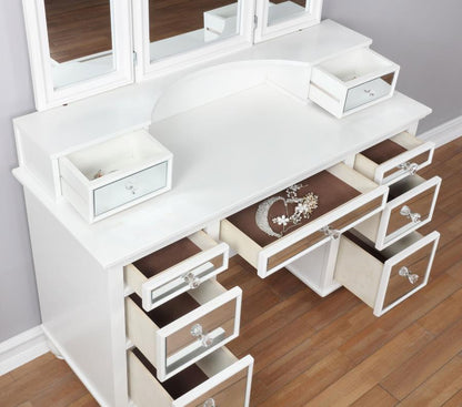 Wooden Vanity with Stool in White