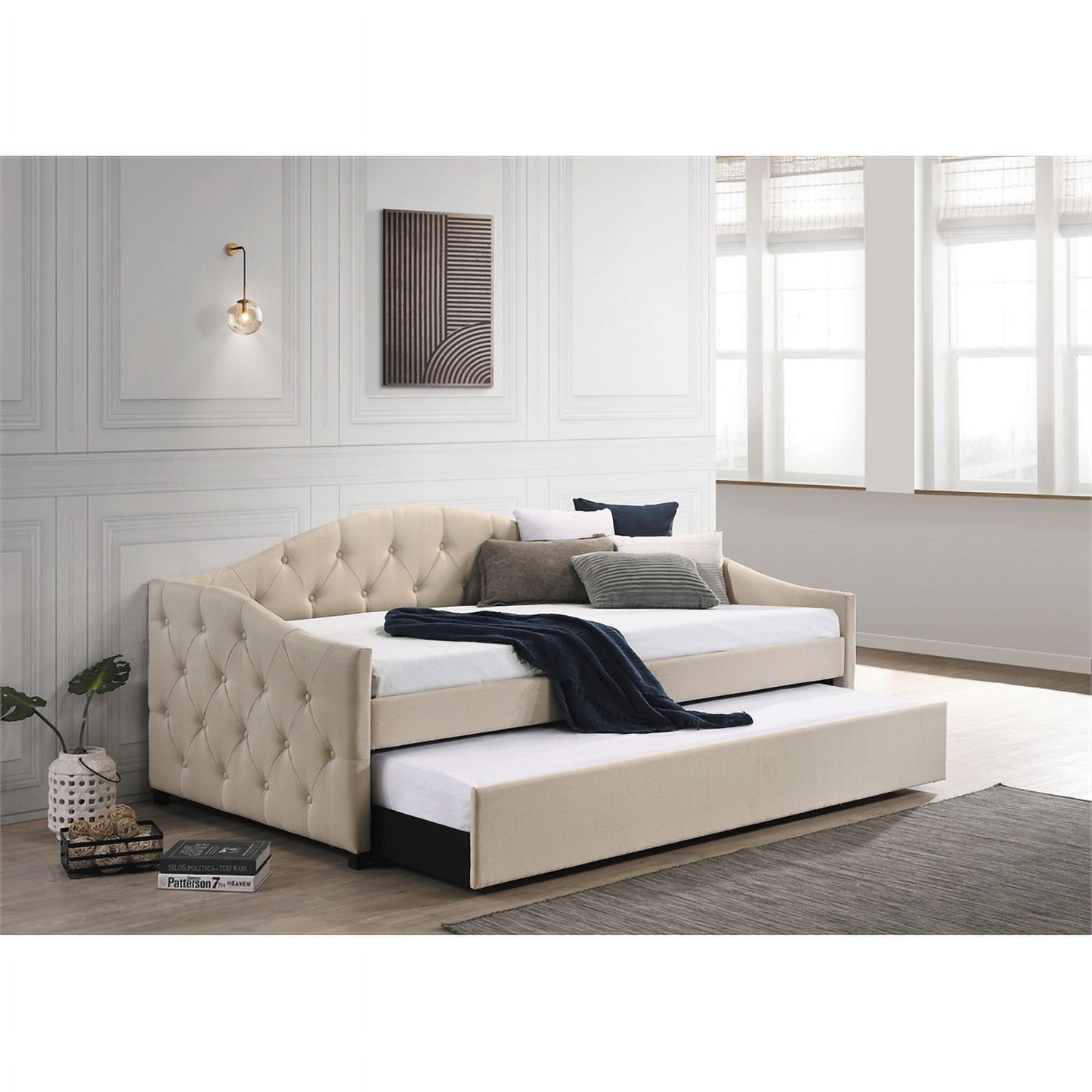 Sadie Upholstered Twin Daybed with Trundle