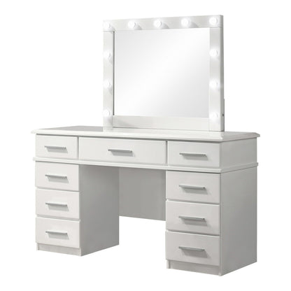 Felicity 9-drawer Vanity Table with Lighted Mirror Glossy White