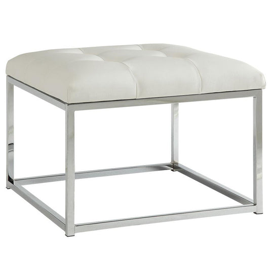 Square Upholstered Tufted Ottoman White