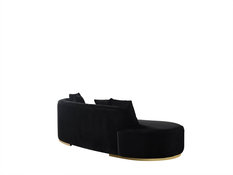 Ella Black Velvet 106" Chaise Lounge