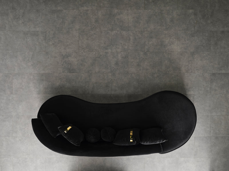 Ella Black Velvet 106" Chaise Lounge