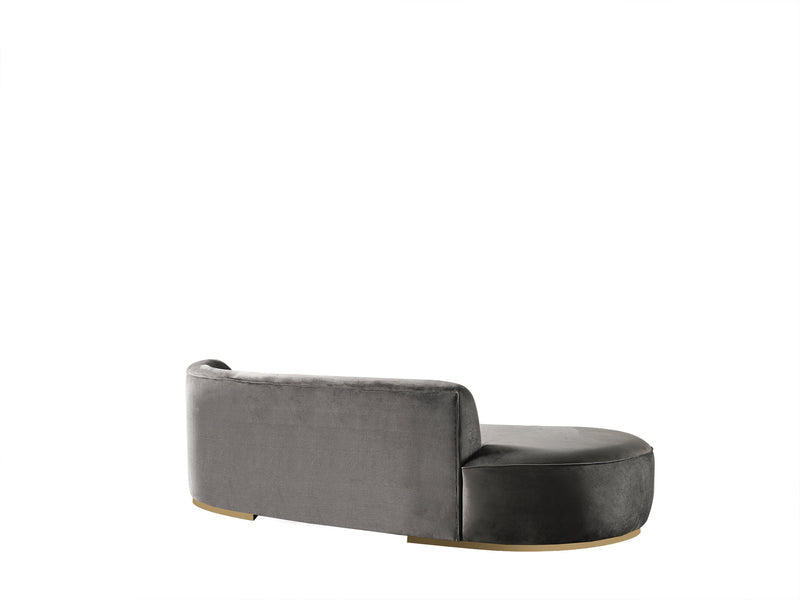 Ella Gray Velvet 106" Chaise Lounge