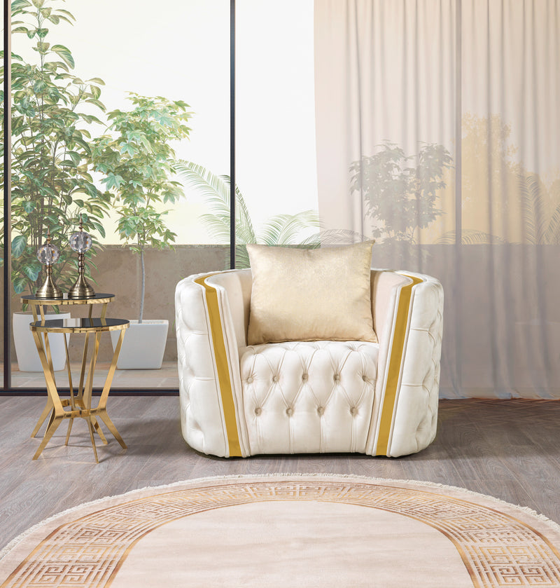 Fanci Ivory Velvet Sofa 94" & Loveseat 82"