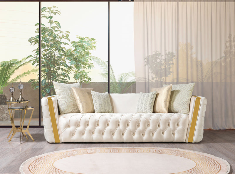 Fanci Ivory Velvet Sofa 94" & Loveseat 82"