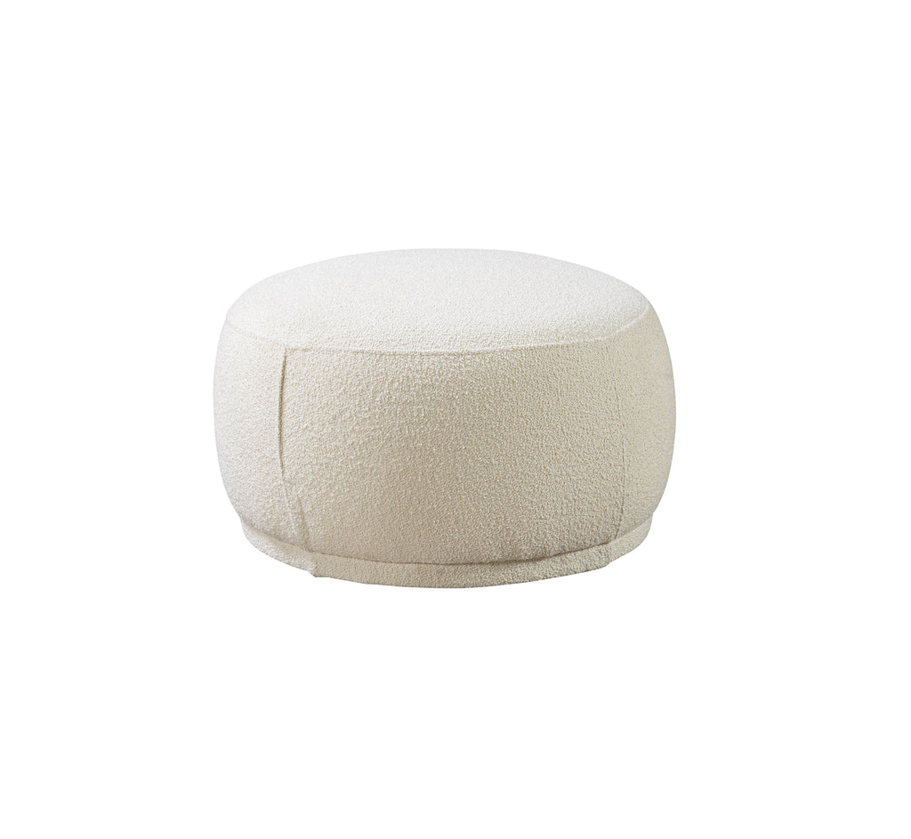 Cloe Ivory Boucle Round Ottoman