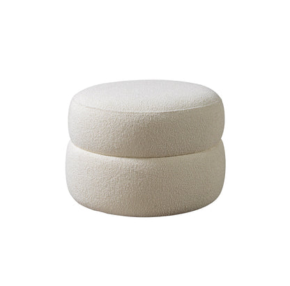 Larissa Ivory Boucle Round Ottoman