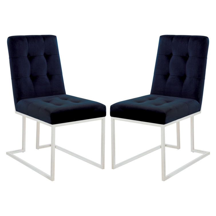 Cisco Velvet Upholstered Dining Side Chair Chrome (Set of 2)