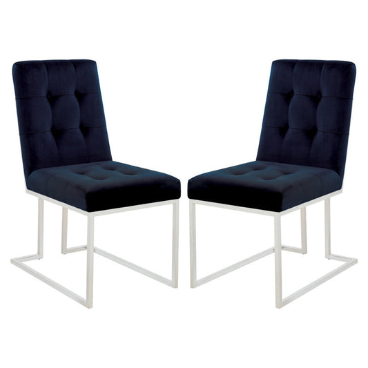 Cisco Velvet Upholstered Dining Side Chair Chrome (Set of 2)