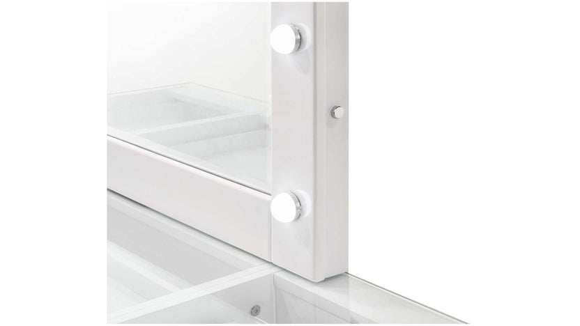 White 9-drawer with mirror vanity