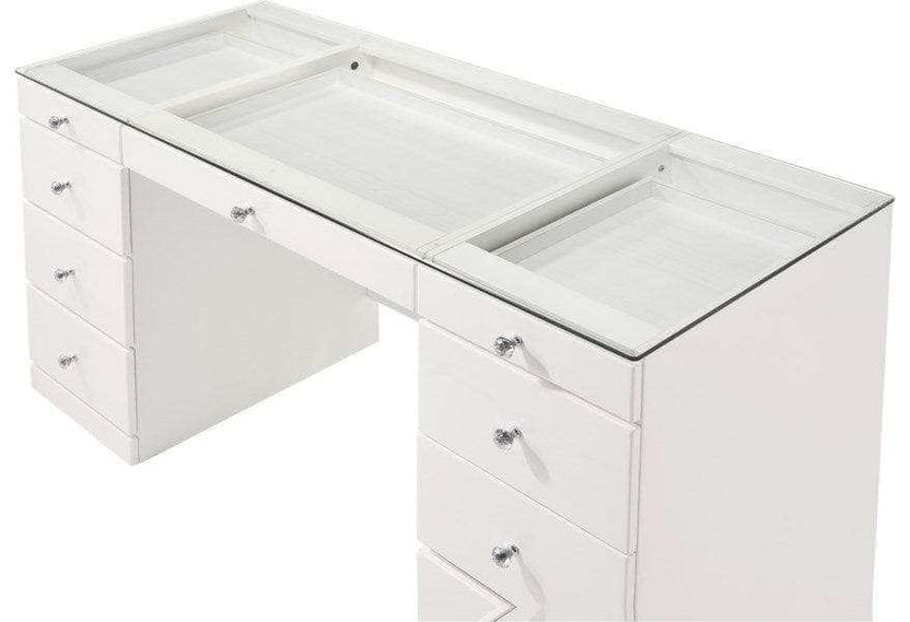 White 9-drawer with mirror vanity