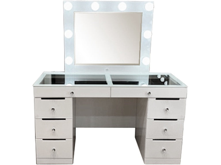 LED White 8-drawer vanity