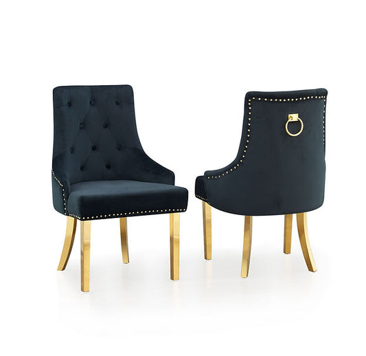 Gold and Black Velvet Chair (Set of 2)