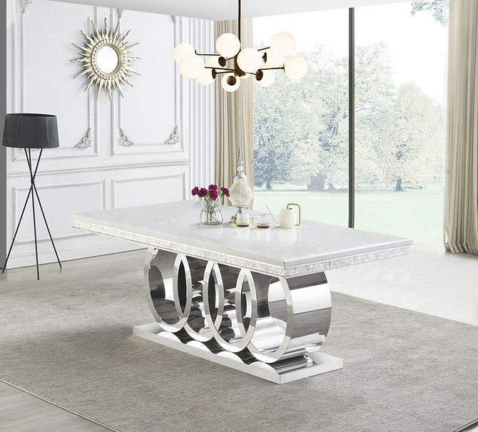 Giovanni (White/Chrome) | Dining Table