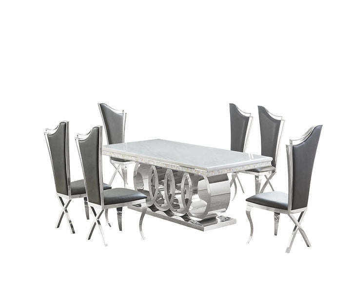 Giovanni (White/Chrome) | Dining Table