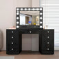 Belle Black 9- drawer Vanity with Bluetooth Mirror- (Bluetooth & Speaker)