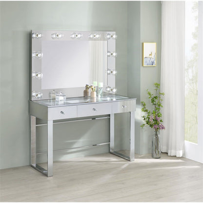 Umbridge 3-drawer Vanity with Lighting Chrome and White