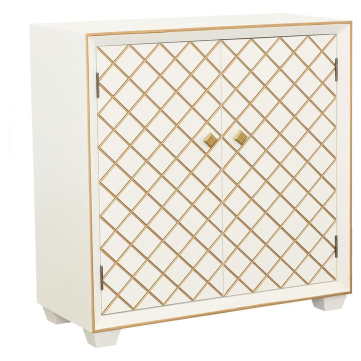 Belinda - 2-Door Accent Cabinet White And Gold