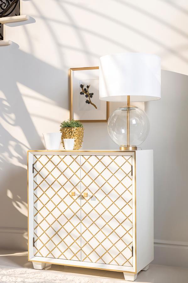 Belinda - 2-Door Accent Cabinet White And Gold