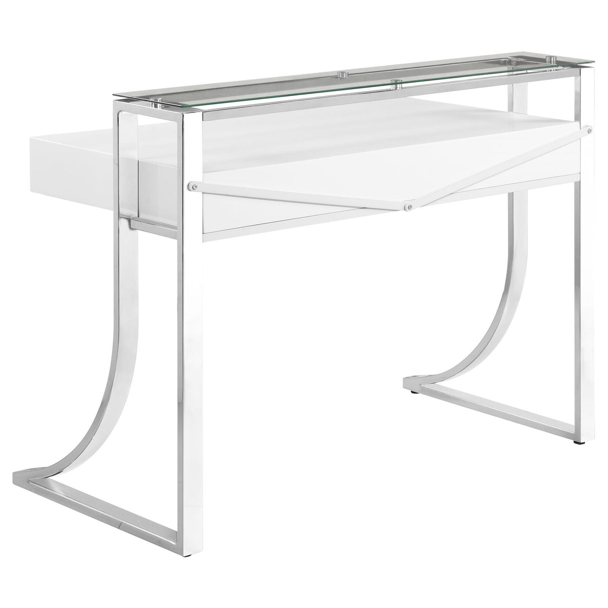 Gemma Glossy White/Chrome 2-Drawer Writing Desk