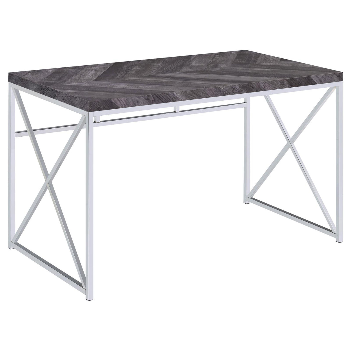 Grimma Writing Office Desk Rustic Grey and Chrome