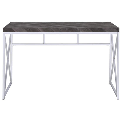 Grimma Writing Office Desk Rustic Grey and Chrome