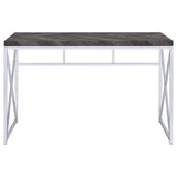 Grimma Writing Office Desk Rustic Grey and Chrome