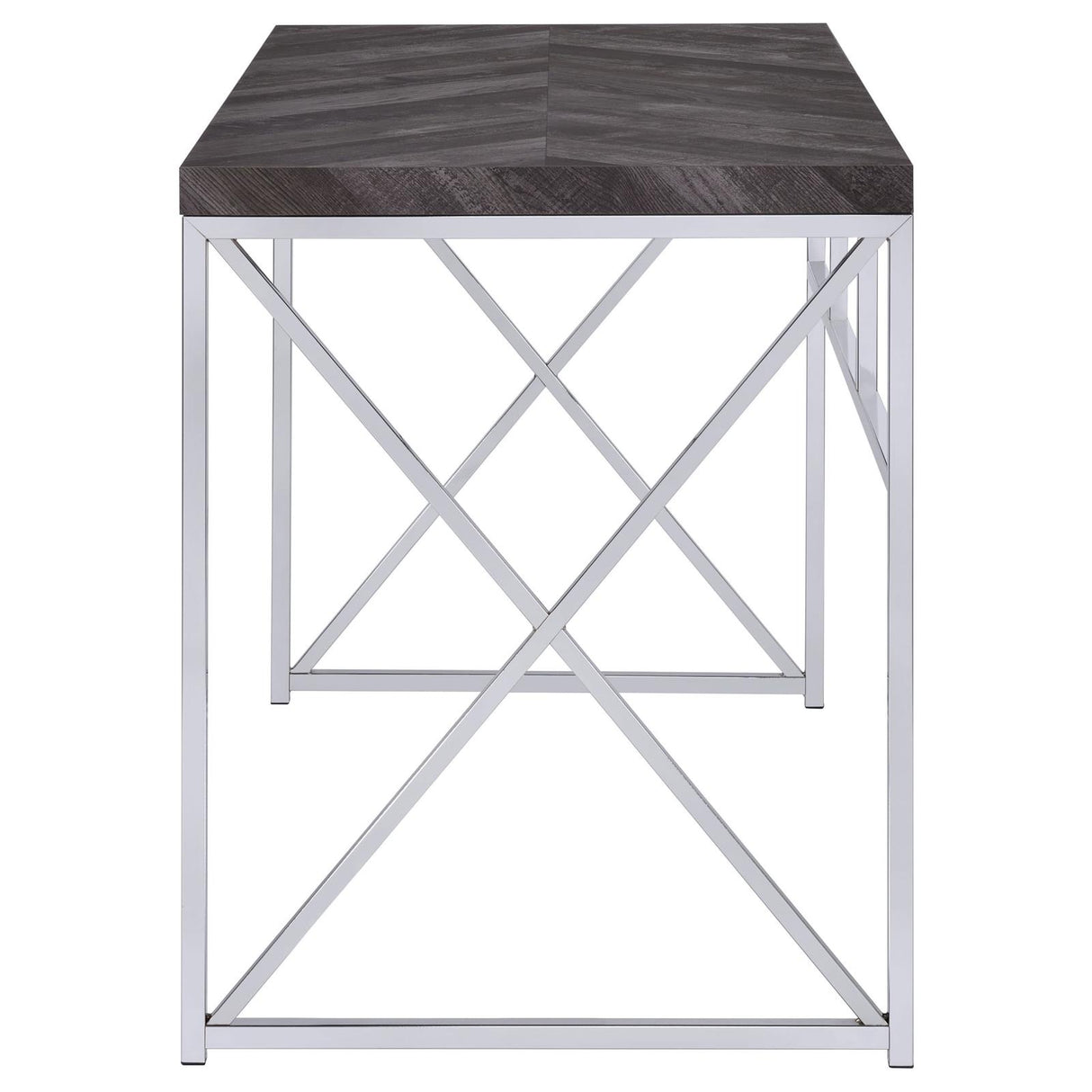 Grimma Writing Office Desk Rustic Grey and Chrome