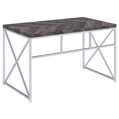 Grimma Writing Office Desk Rustic Grey and Chrome