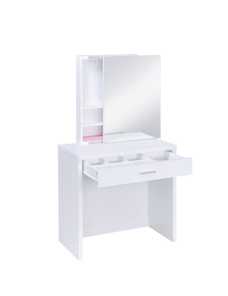 Harvey 2-Piece Vanity Set with Lift-Top Stool White