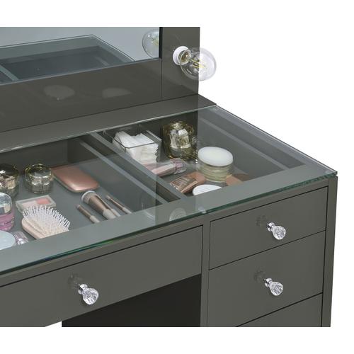 Acena 7-drawer Vanity Set With Lighting Grey High Gloss