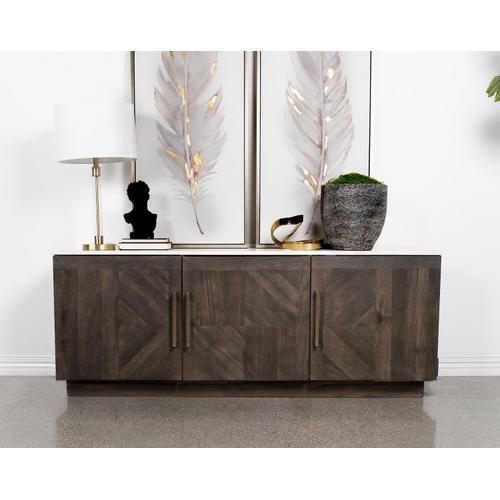 Dennis 3-door Marble Top Sideboard Buffet Tobacco Grey