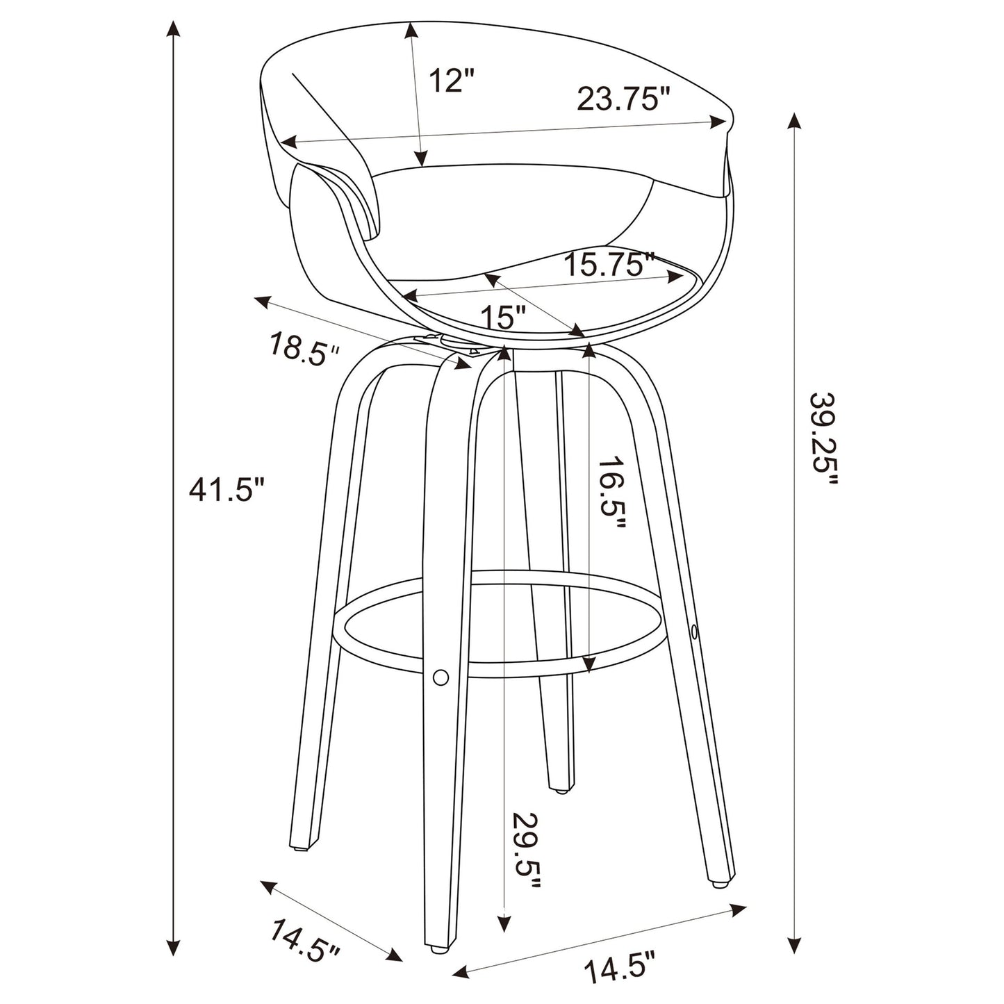 Zion Upholstered Swivel Bar Stool Walnut and Ecru