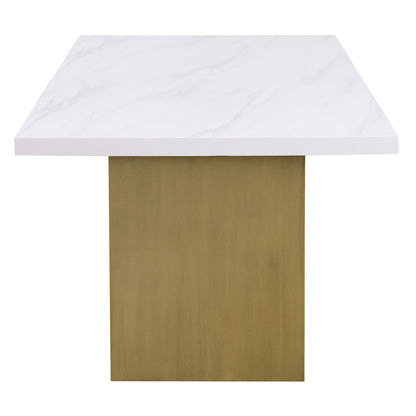 Carla 80-inch Cultured Carrara Marble Top Dining Table White 7pc Set