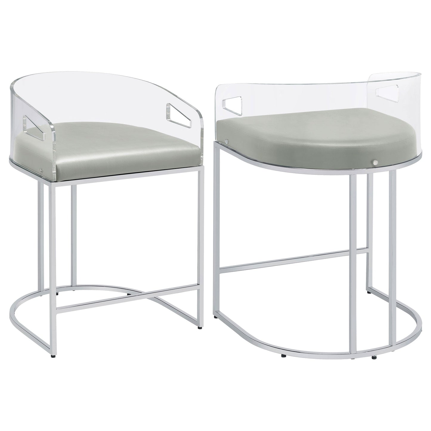 Thermosolis Clear Acrylic Counter Chair Chrome (Set of 2)