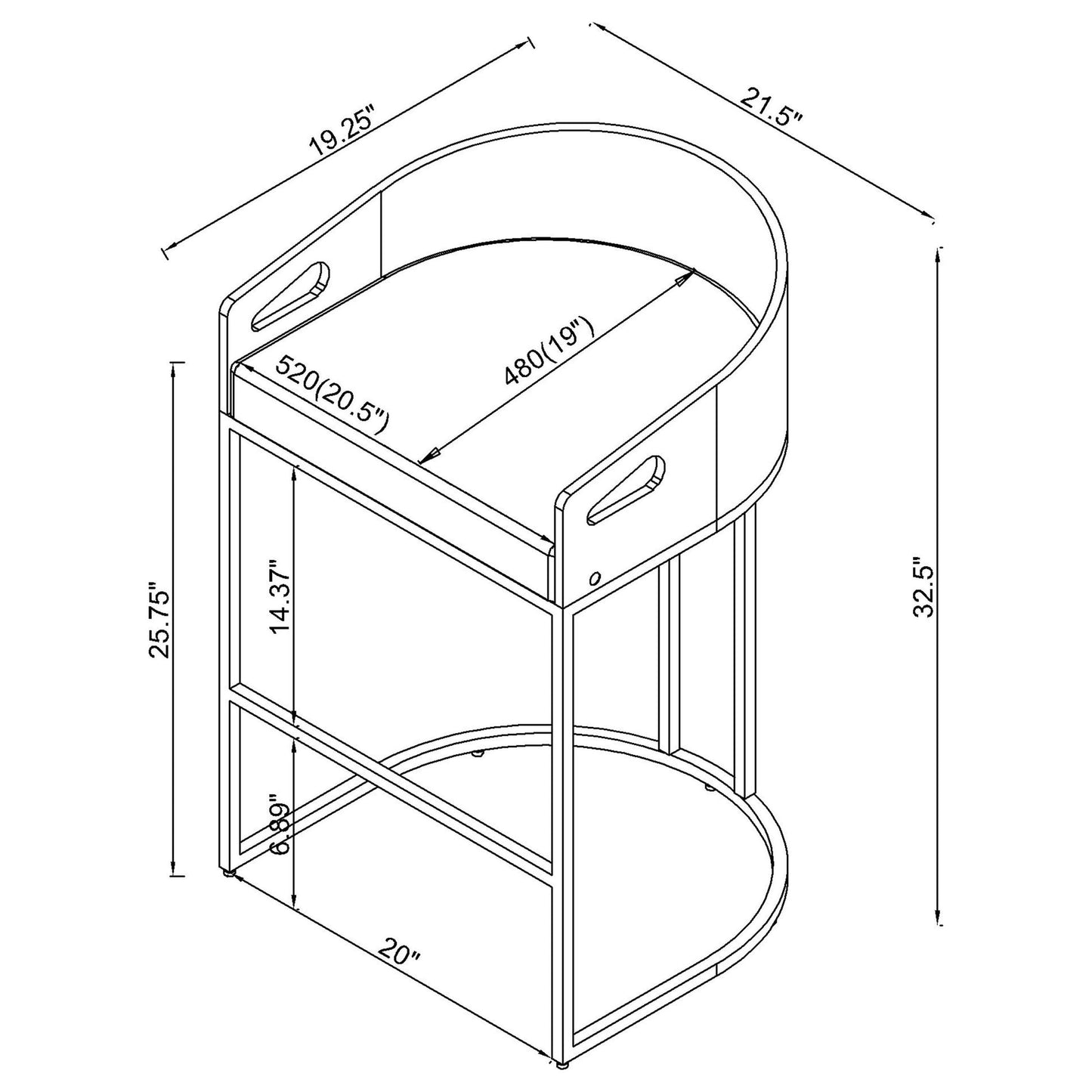 Thermosolis Clear Acrylic Counter Chair Chrome (Set of 2)