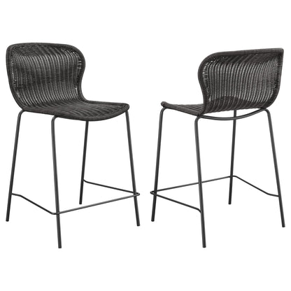 Mckinley Faux Rattan Metal Counter Chair Brown (Set of 2)