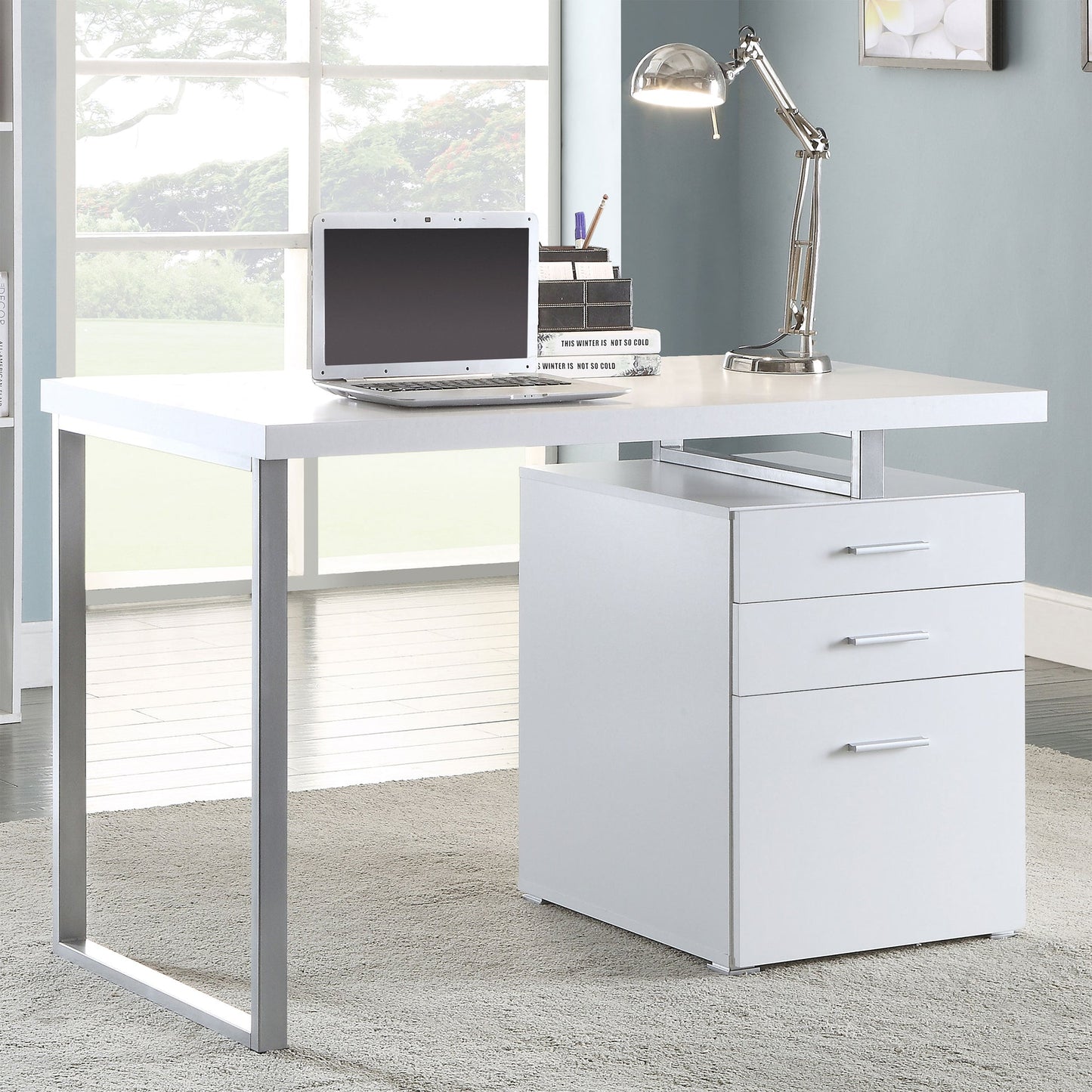 Brennan 47-inch 3-drawer Office Computer Desk White