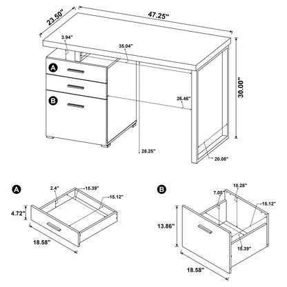 Brennan 47-inch 3-drawer Office Computer Desk Cappuccino